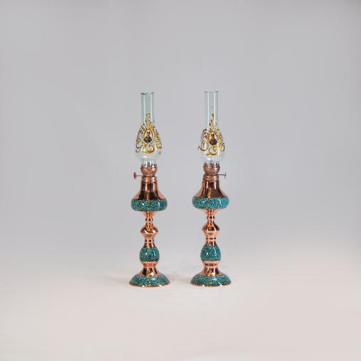 یک جفت چراغ نفتی فیروزه کوب 25