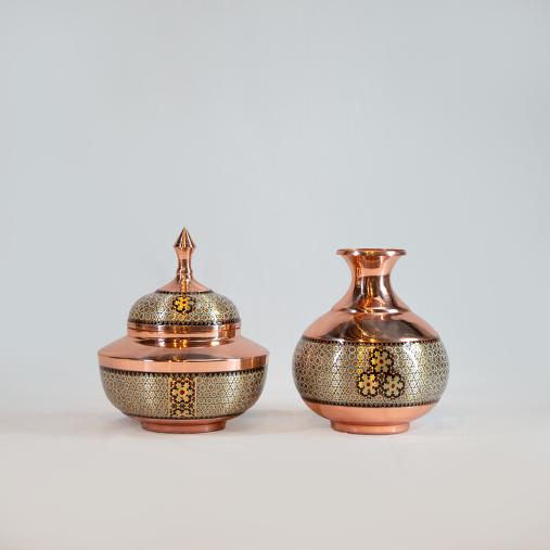 قندان سلجوقی نقره کوب و گلدان اناری سایز 2