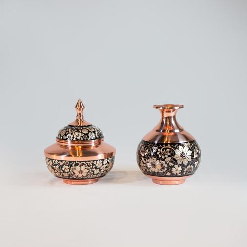 قندان سلجوقی نقره کوب و گلدان اناری سایز 2